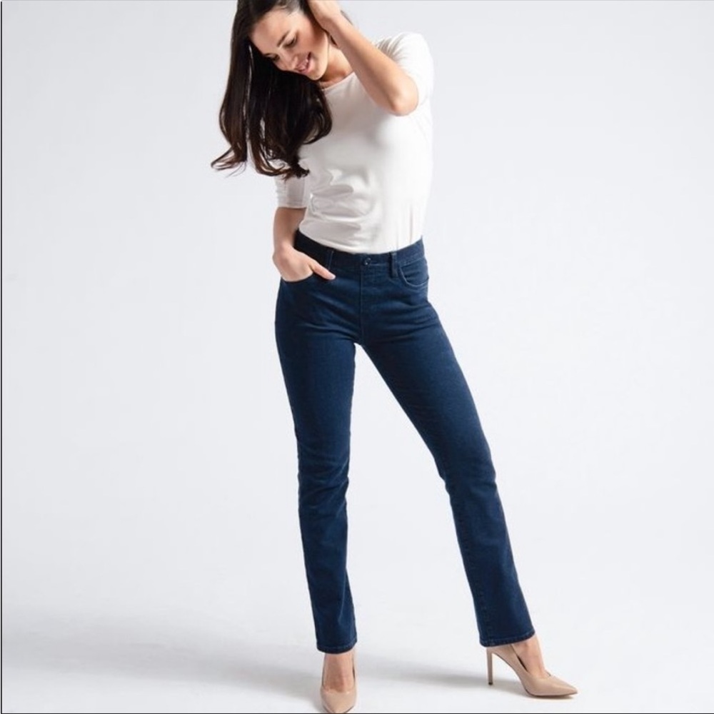 Betabrand Yoga Denim Straight Leg Pull On Stretch Jegging Jean Size Medium